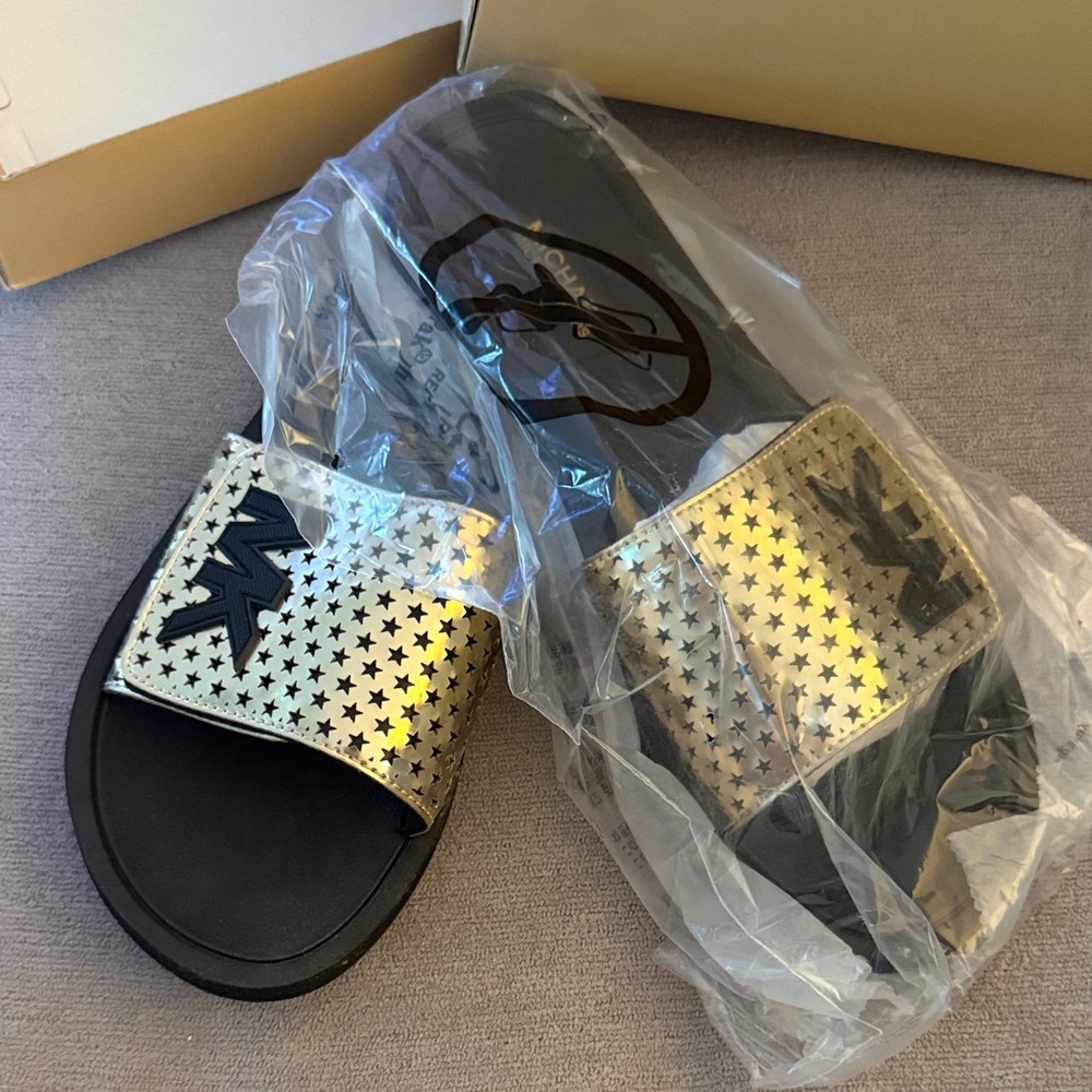 Michael Kors Gold Star Slide Sandals
